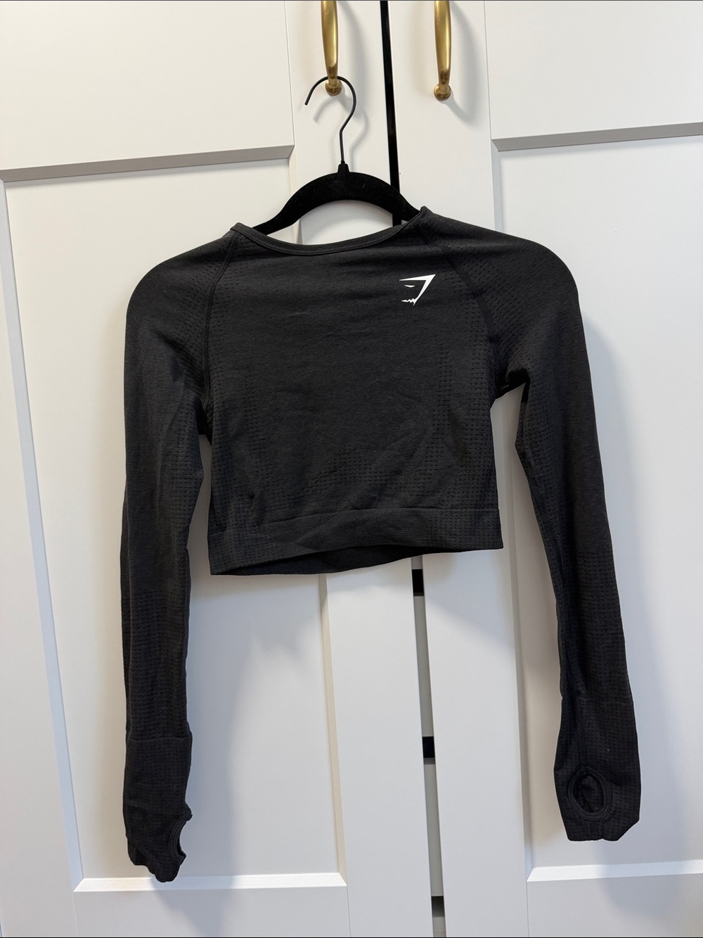 Gymshark Black Long-Sleeve Cropped Seamless Performance Top